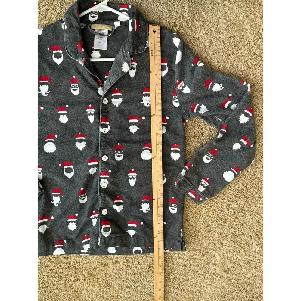 Pottery Barn Teen Santa Print Button Down Pajama Top Only Size Small Boy Or Girl